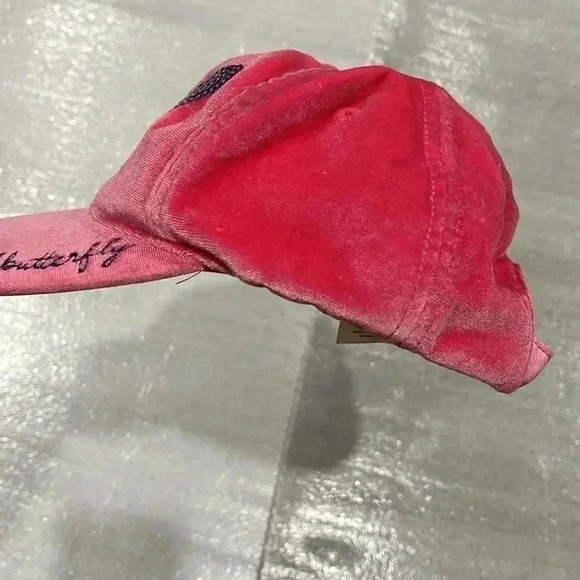 [O/S]Hatley Pink Velvet social  Butterfly Embroidered Sequins Hat - Picture 3 of 5